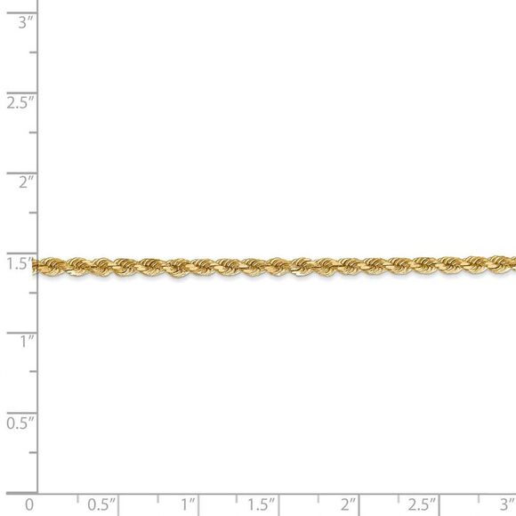 2.75mm 14k Yellow Gold, Diamond Cut Solid Rope Chain Necklace, 26 Inch - Picture 4 of 7